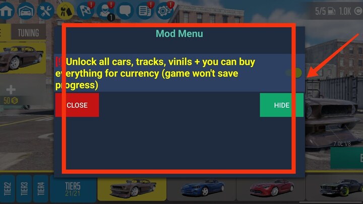 Carx racing 2 mod menu