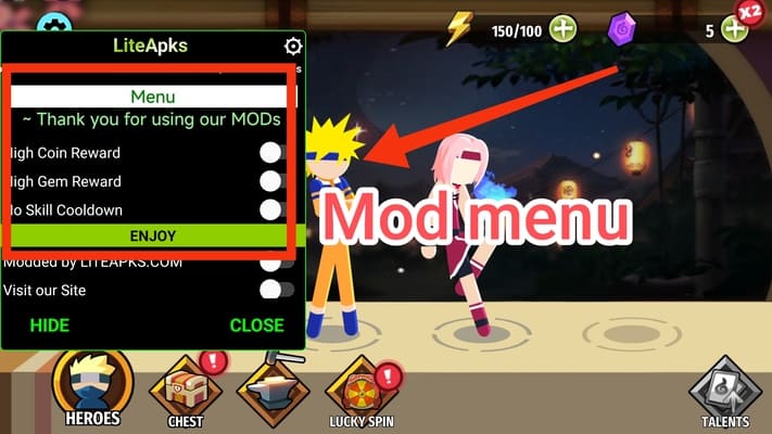 Stickman Ninja 3v3 v 3.0 Apk Mod Menu No Cooldown Skill 