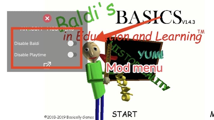 Baldi's Basics Classic MOD APK v1.4.4 (NoClip, Unlimited Items, God Mode)  Download